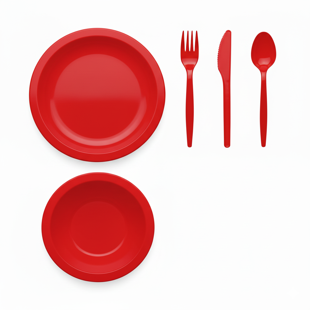 Antibacterial Dining Set - Plate, Bowl, Knife, Fork & Dessert Spoon
