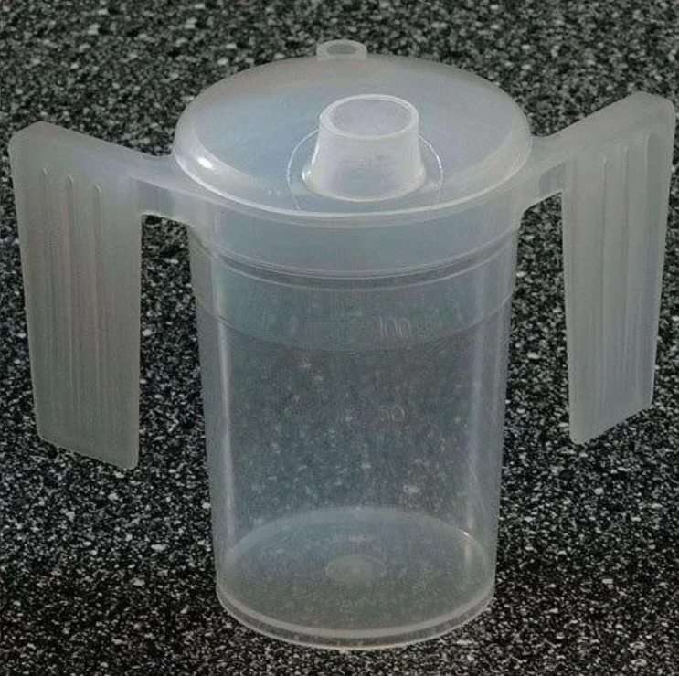 Two Handled Plastic Feeding Cup With Wide or Narrow Spout