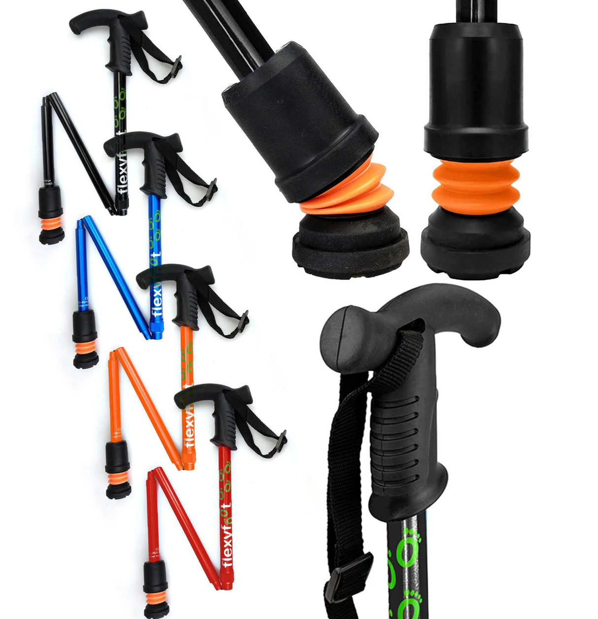 Flexyfoot Folding Walking Stick With Derby Handle