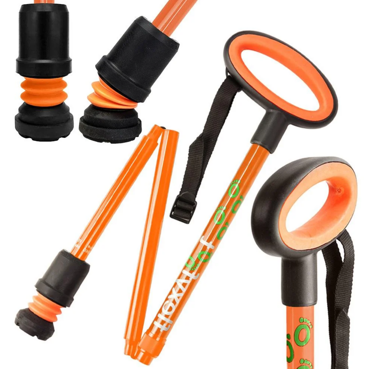 Flexyfoot Premium Folding Walking Stick With Oval Handle