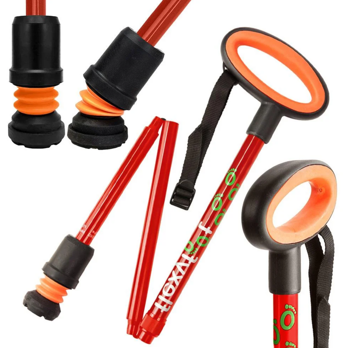 Flexyfoot Premium Folding Walking Stick With Oval Handle