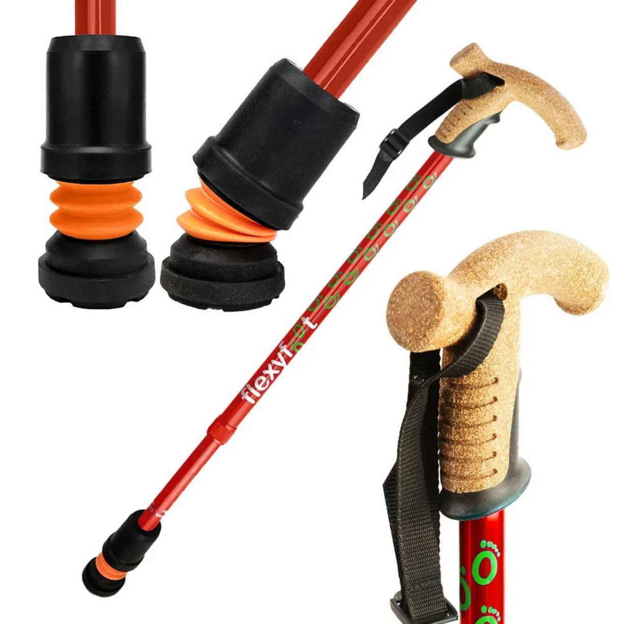 Flexyfoot Telescopic Walking Stick With Cork Handle