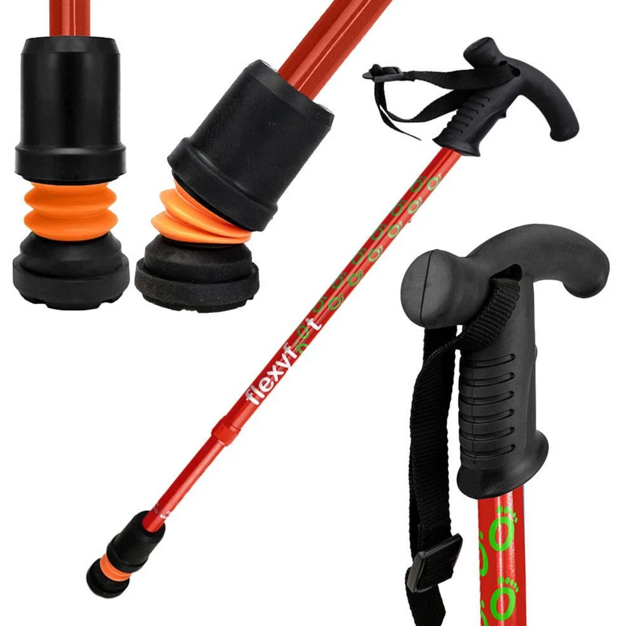 Flexyfoot Telescopic Walking Stick With Derby Handle