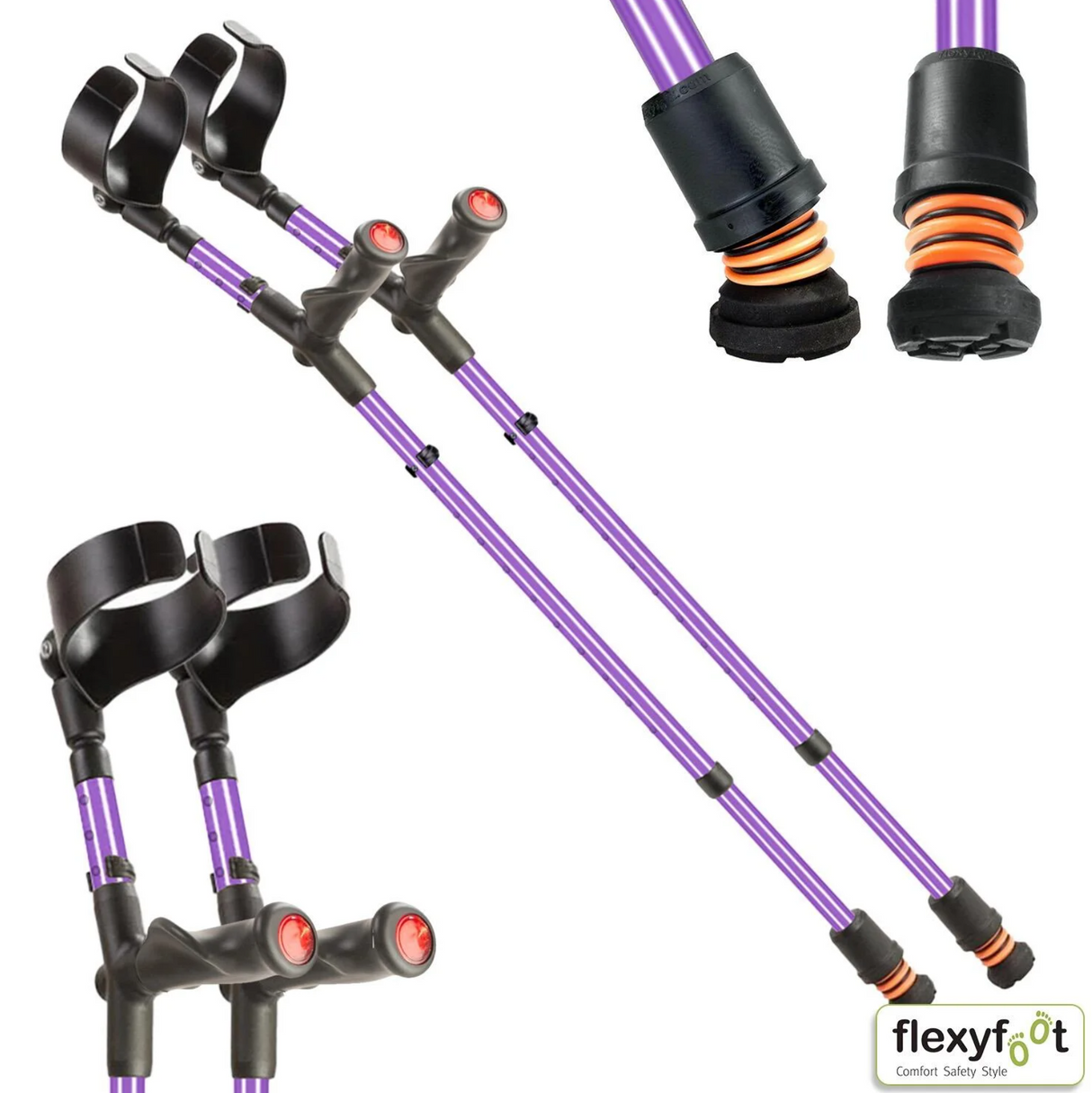 Flexyfoot Comfort Grip Double Adjustable Crutches - Closed Cuff