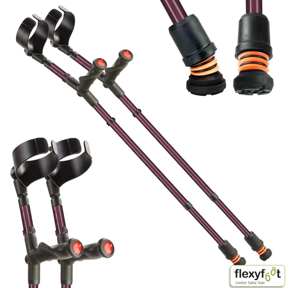 Flexyfoot Comfort Grip Double Adjustable Crutches - Closed Cuff