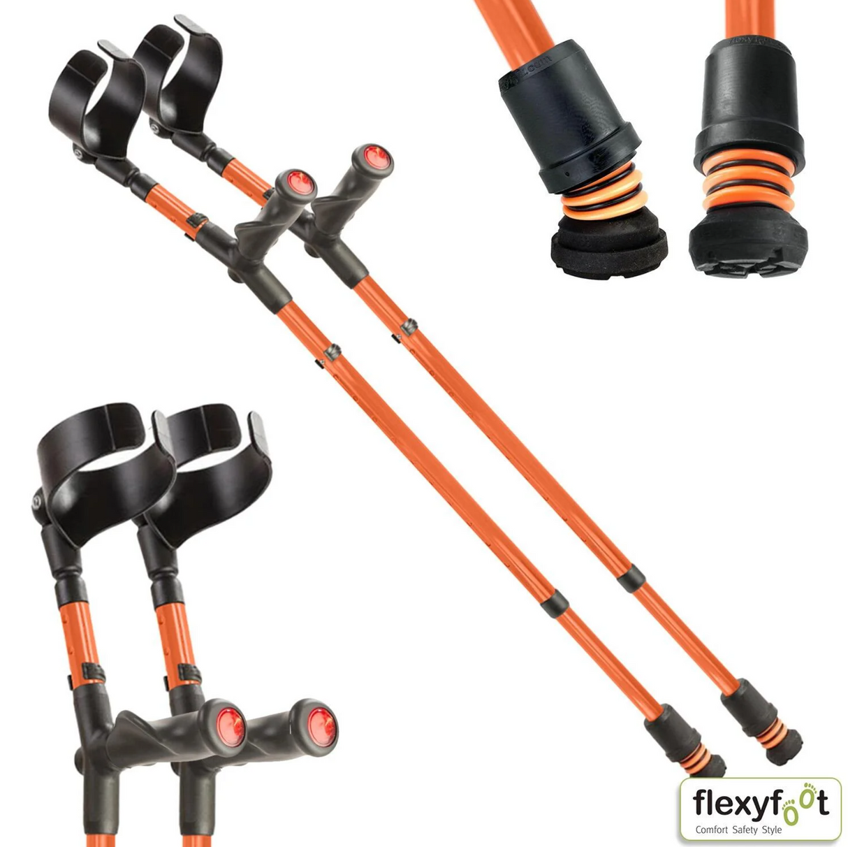 Flexyfoot Comfort Grip Double Adjustable Crutches - Closed Cuff