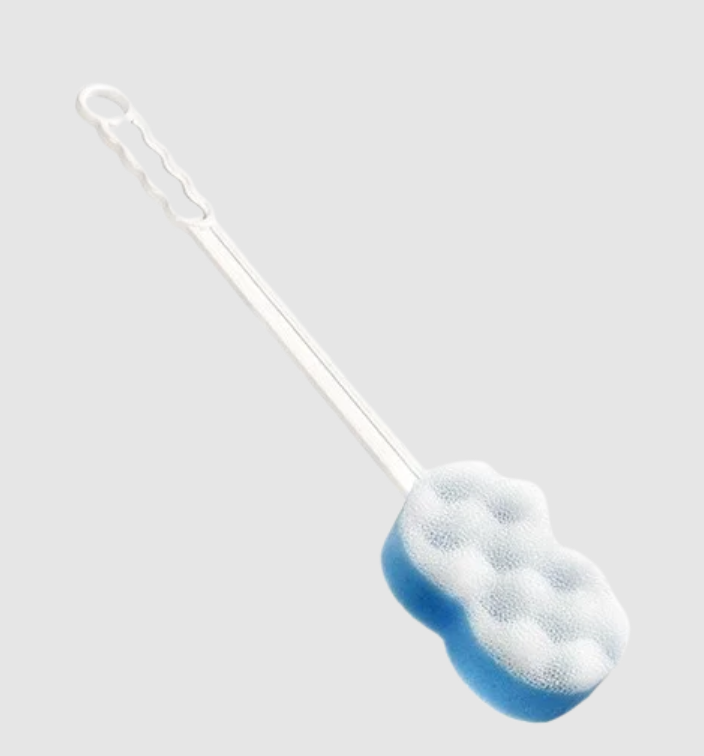 Two Sided Long Handled Bath Sponge: Dual Action Back Scrubber for Independent Bathing