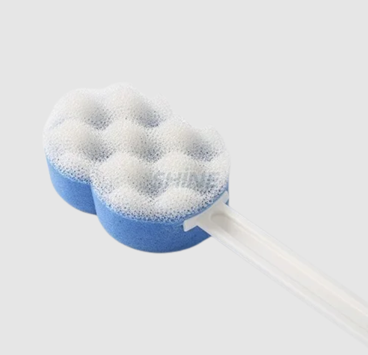Two Sided Long Handled Bath Sponge: Dual Action Back Scrubber for Independent Bathing