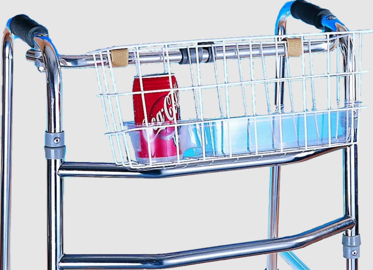 Walking Frame Basket: Secure, Hands-Free Carrying Solution with Cup Holder