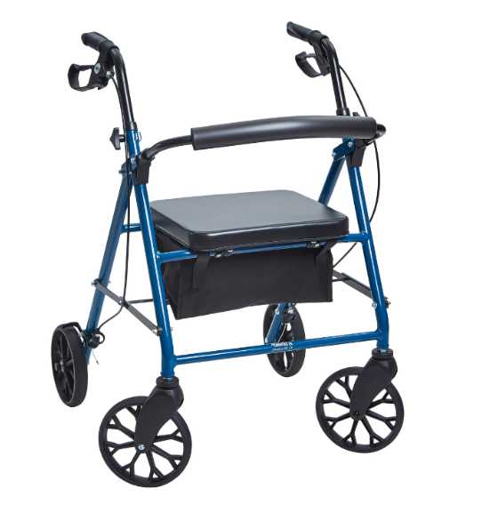 Alerta Four-Wheel Aluminium Rollator with Solid Back