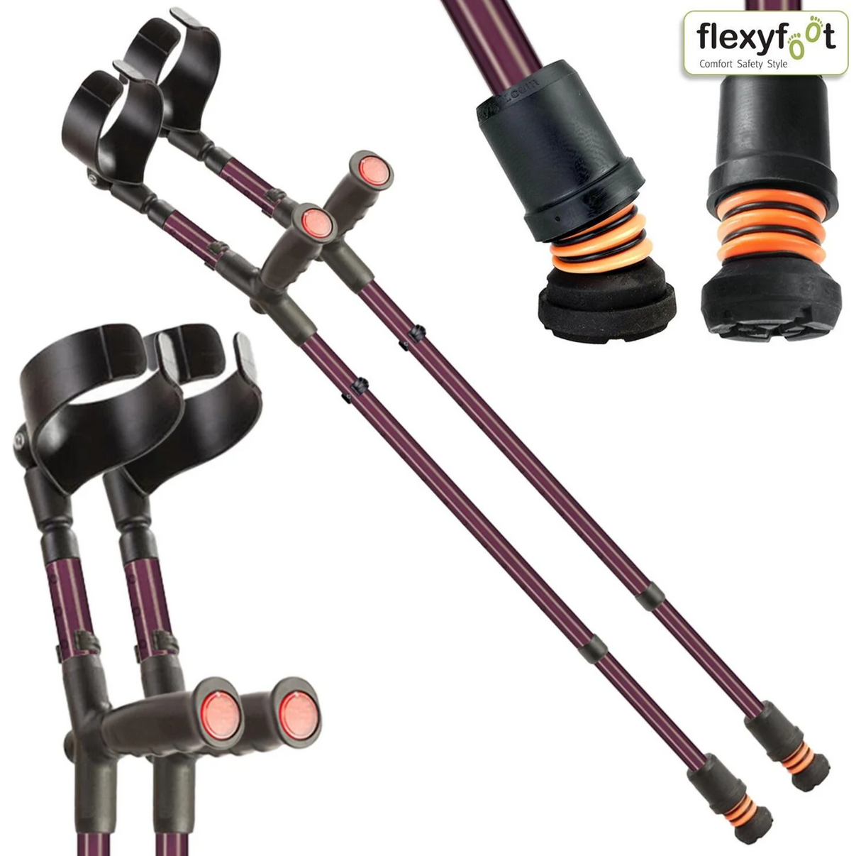 Flexyfoot Soft Grip Double Adjustable Crutches - Closed Cuff