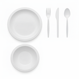 Antibacterial Dining Set - Plate, Bowl, Knife, Fork & Dessert Spoon