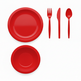 Antibacterial Dining Set - Plate, Bowl, Knife, Fork & Dessert Spoon