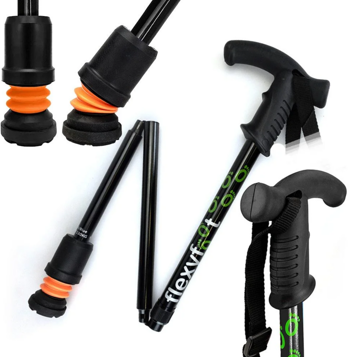 Flexyfoot Folding Walking Stick With Derby Handle