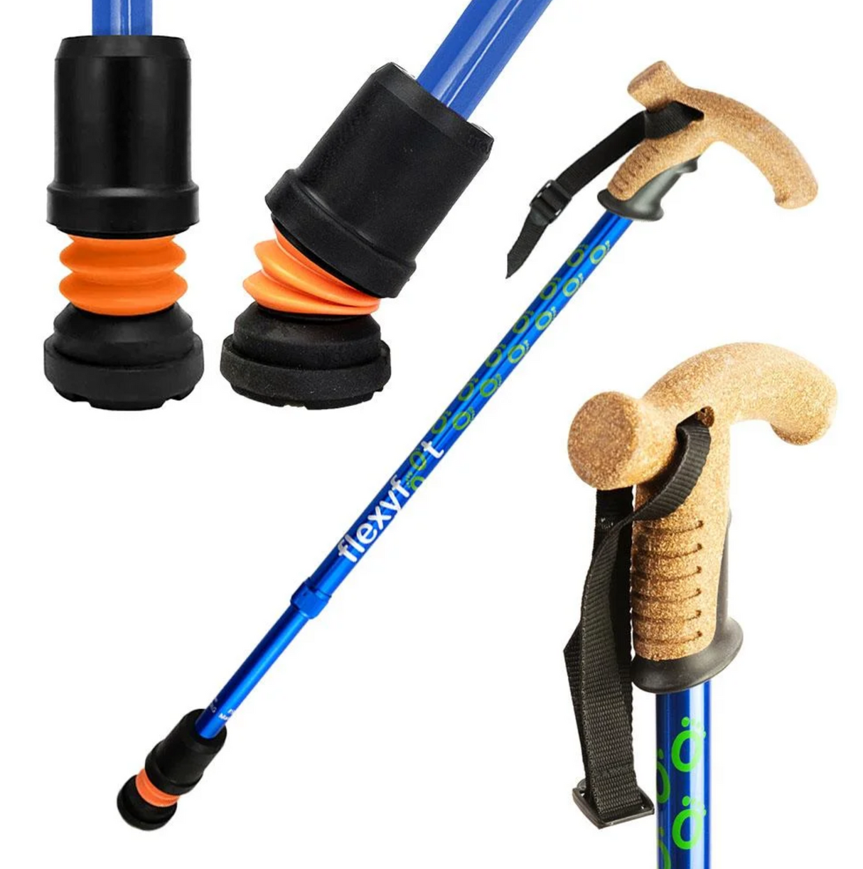 Flexyfoot Telescopic Walking Stick With Cork Handle