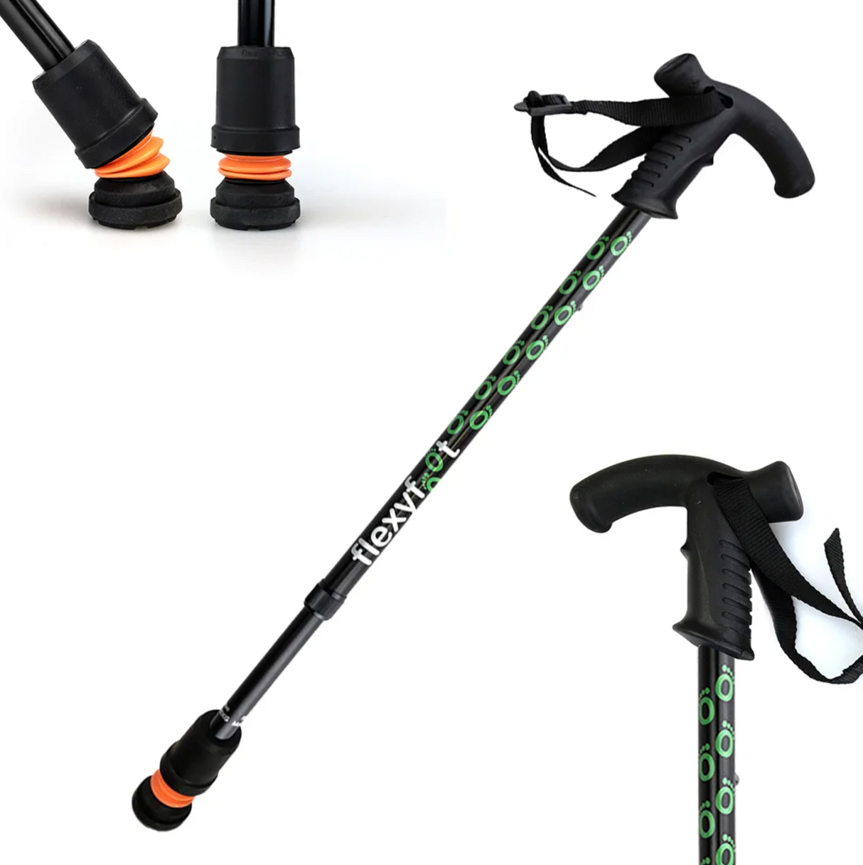 Flexyfoot Telescopic Walking Stick With Derby Handle