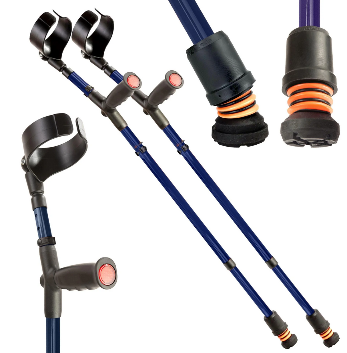 Flexyfoot Soft Grip Double Adjustable Crutches - Closed Cuff