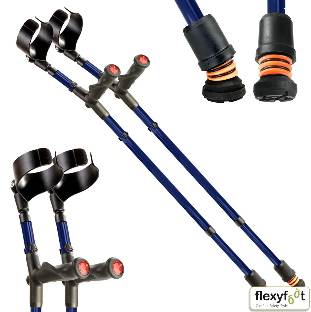 Flexyfoot Comfort Grip Double Adjustable Crutches - Closed Cuff