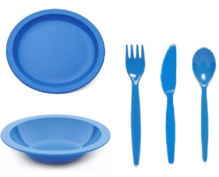 Antibacterial Dining Set - Plate, Bowl, Knife, Fork & Dessert Spoon