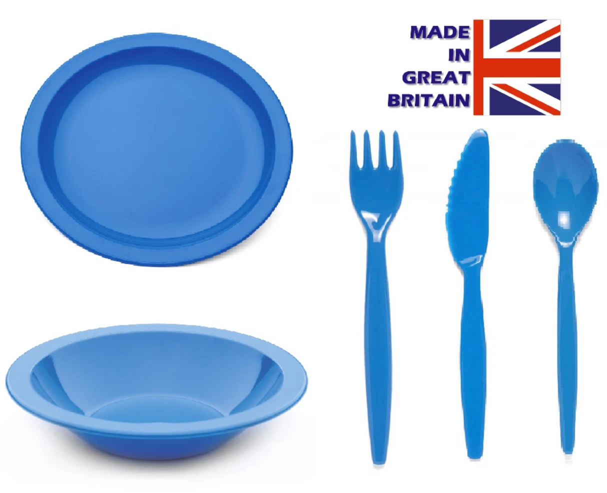 Antibacterial Dining Set - Plate, Bowl, Knife, Fork & Dessert Spoon