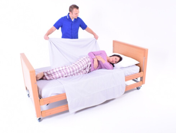 Fitted Sheet & Draw Sheet Set (2-Way/4-Way) | Low Friction Satin for Patient Turning