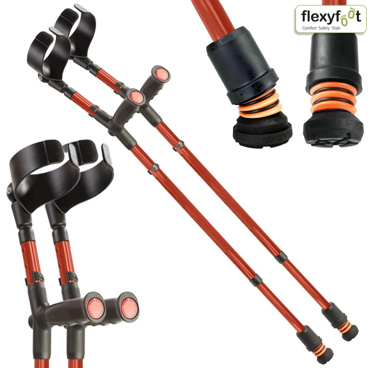 Flexyfoot Soft Grip Double Adjustable Crutches - Closed Cuff
