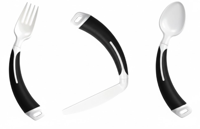 Shine Curved Adaptive Cutlery: Encouraging Independent Eating and Limited Wrist Movement