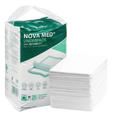 Novamed Incontinence Disposable Bed Pads, Underpads with adhesive tapes - 60x90 cm